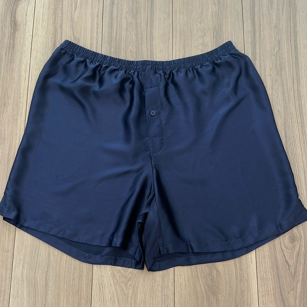 NWT WinterSilks Navy Silk Lounge Shorts Boxers